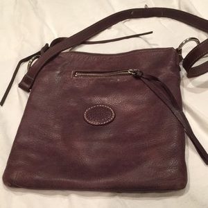 Roots Purple Pebble Leather CrossBody Bag